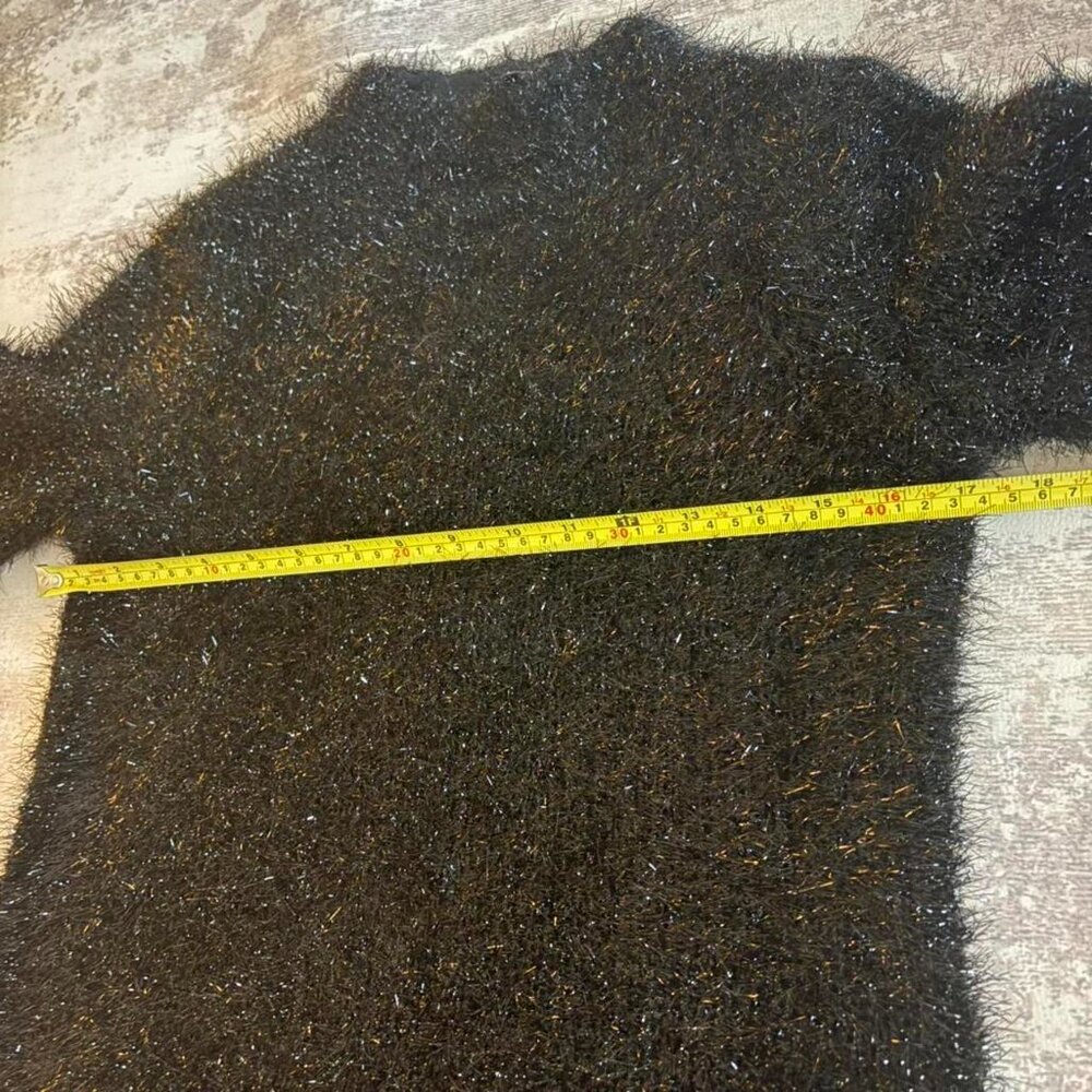 Tory Burch Black Tinsel Mock Neck Eyelash Knit Sweater – S - Picture 11 of 12
